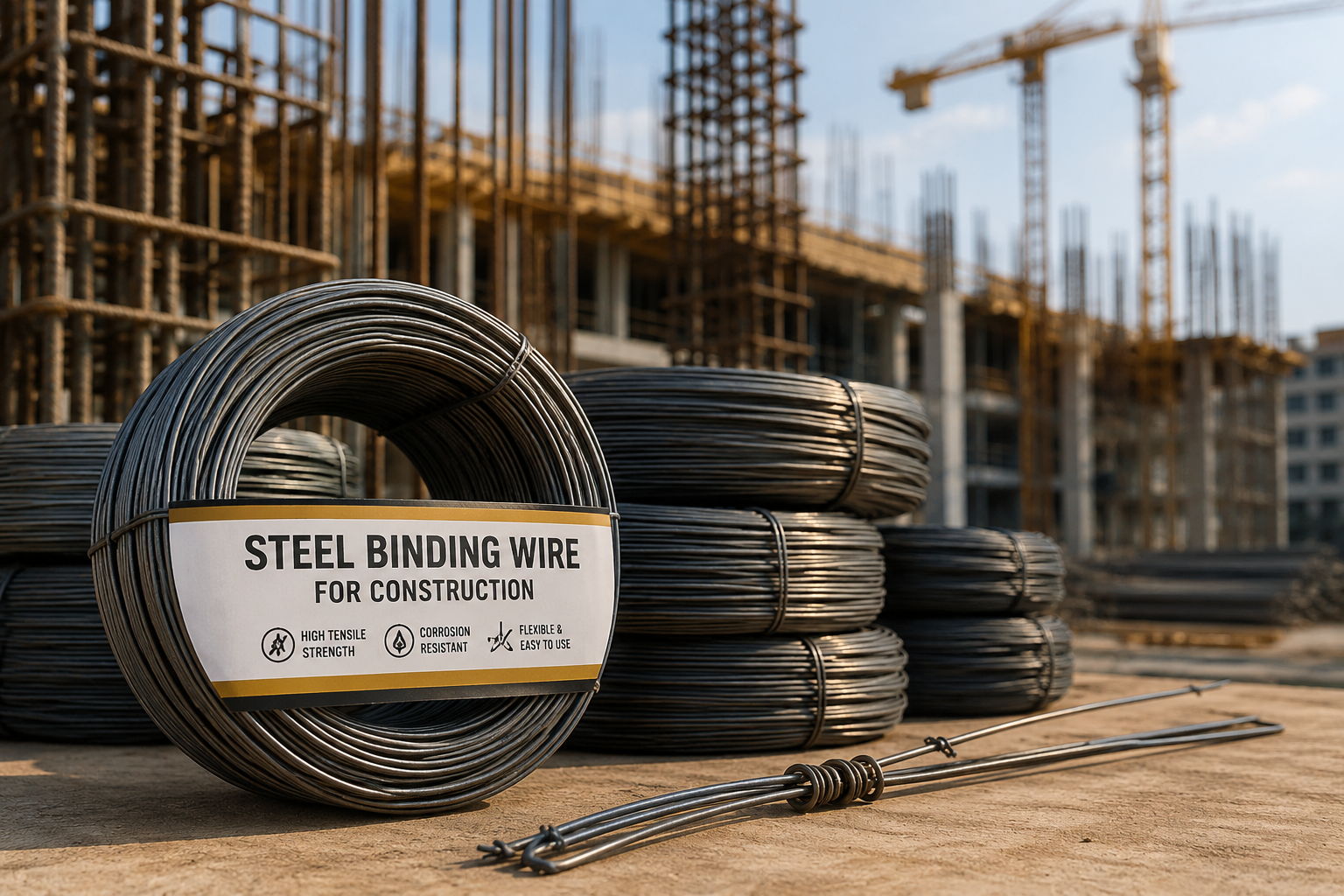Steel binding wire for construction